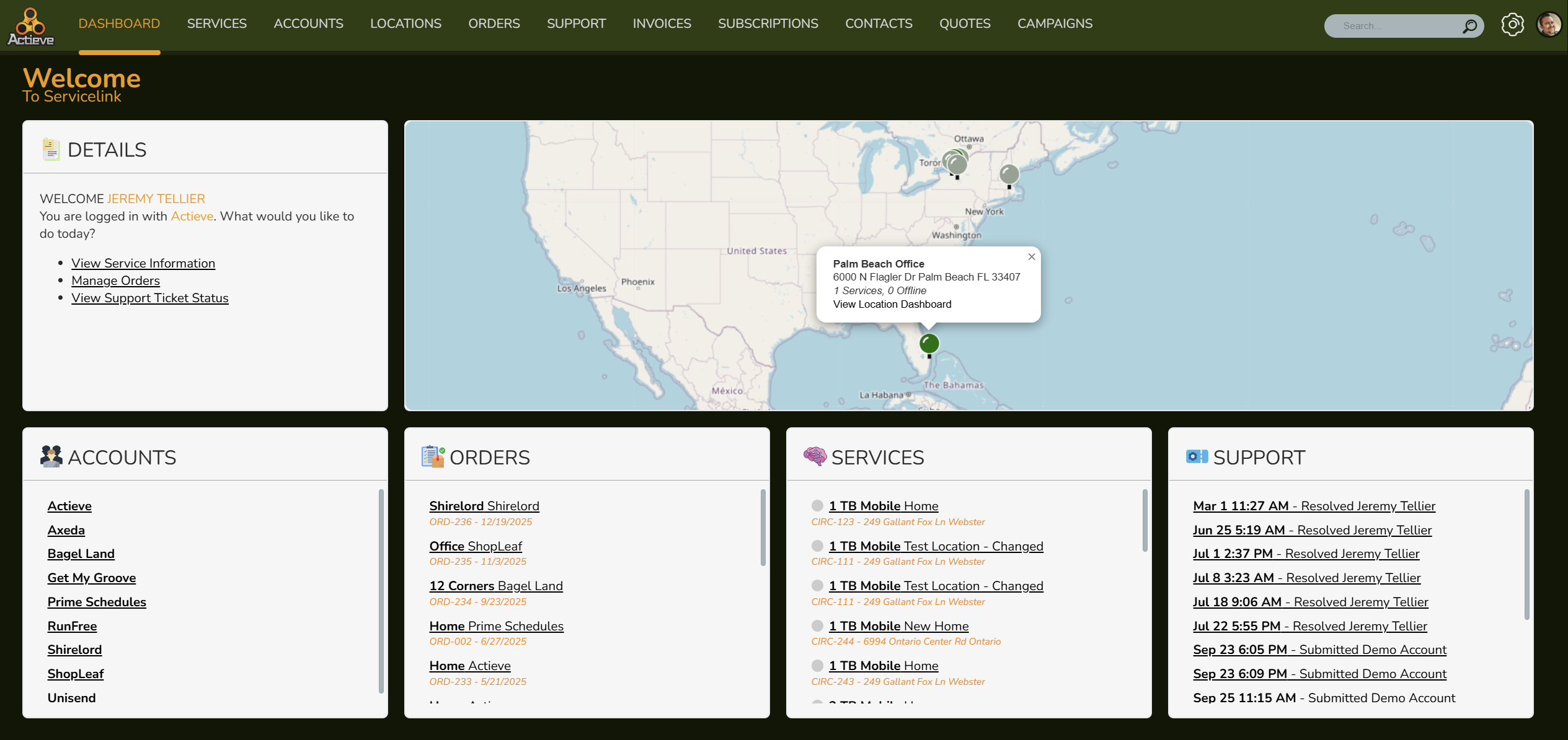 Portal Ready dashboard — telecom CRM management platform